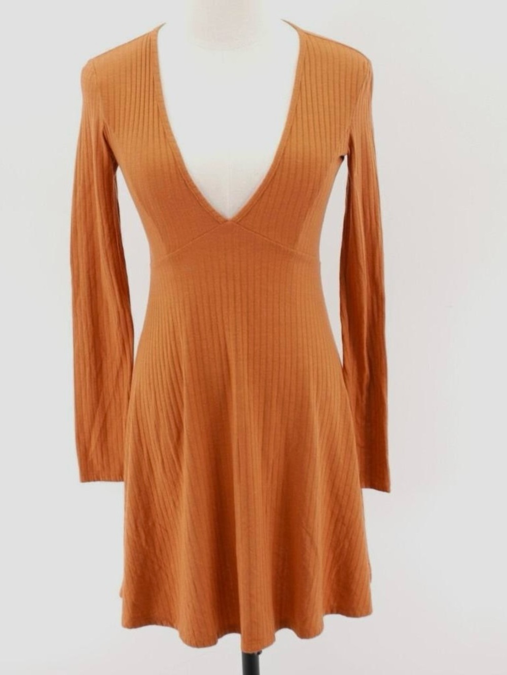 Babydoll V-Neck Orange Long Sleeve Dress - Forever 21 - Women’s Small